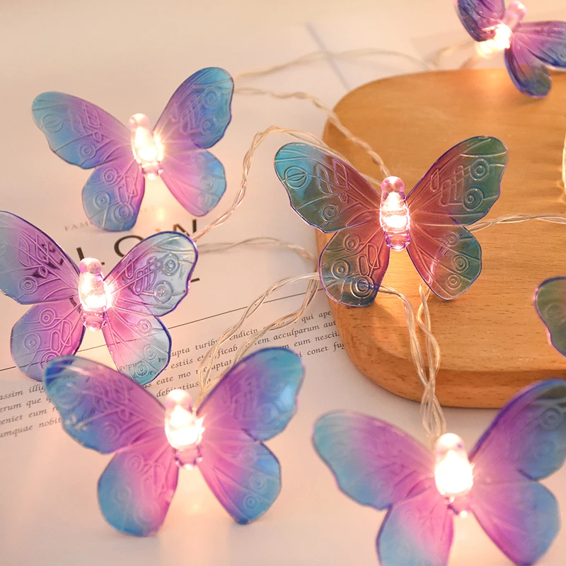 1,5 m 10 led пеперуди Led светлини Лилава Приказка венец Батерия Сватба Коледа Венец за украса на помещения, на открито Светлината в стаята