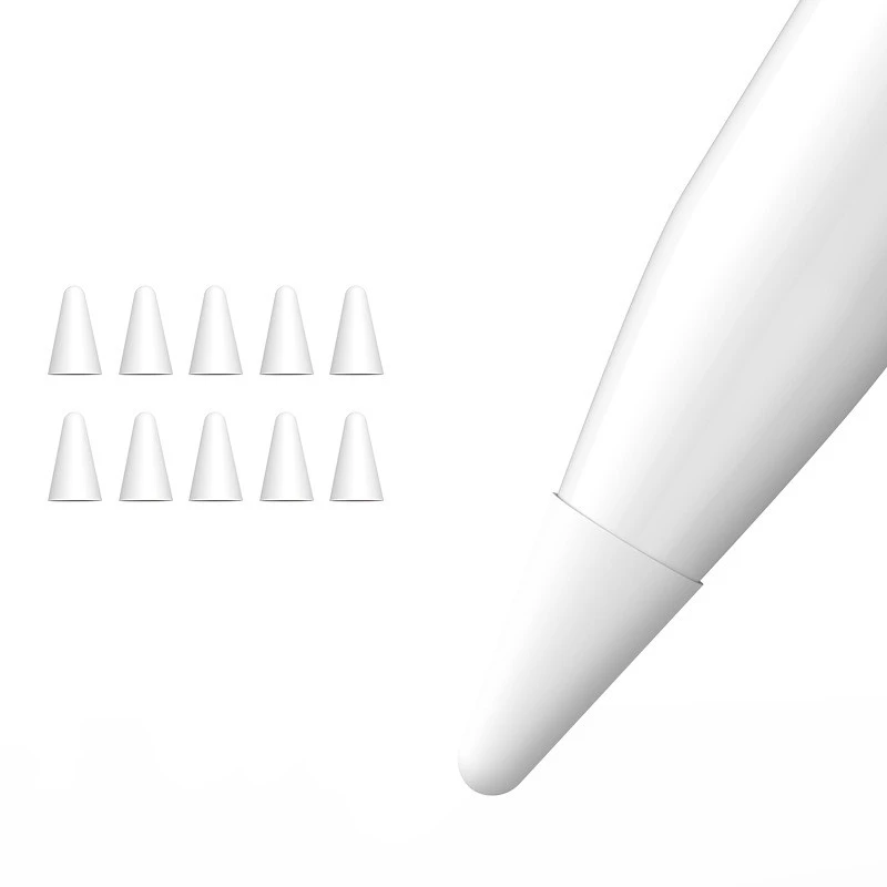 10шт Силикон Сменяеми Върха Калъф Защитен калъф за молив 1-ви, 2-ри джоб за стилус със сензорен екран, Бял