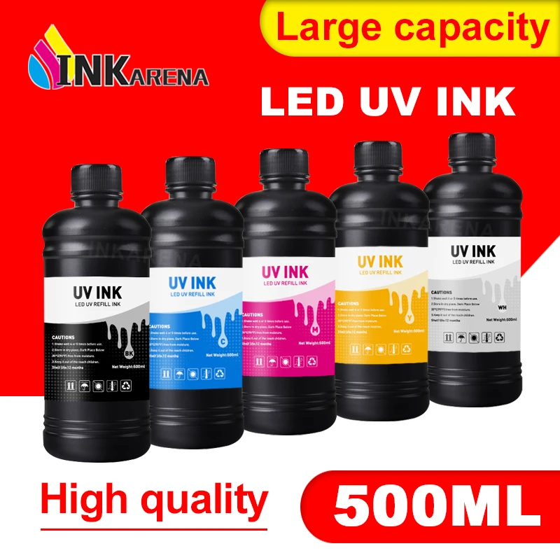 500 МЛ Led UV Мастило За Epson L800 L805 L1800 R290 R330 1390 1400 1410 1500 W DX5 DX7 UV-Плосък Принтер Универсални Мастила за UV-Втвърдяване