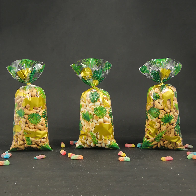 50шт Пластмасови Подаръчни опаковки за бонбони в стил Сафари в джунглата на Рожден Ден, украса за тематични партита в стил Сафари с животни, Опаковки за шоколадови бонбони, Опаковки за бисквити