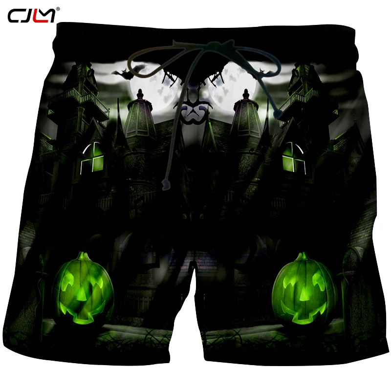 CJLM Нов Хелоуин Голям размер Модни маркови мъжки къси панталони с 3D принтом Тиква заключване Доставчици мъжки дрехи