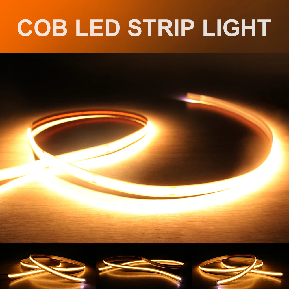 Gledopto DC24V COB LED Flex Strip Light 5m 420LED /m 2700K Топло Бяла Светлина IP20 С Регулируема Яркост За Кухня, Телевизор, Хол, Спалня