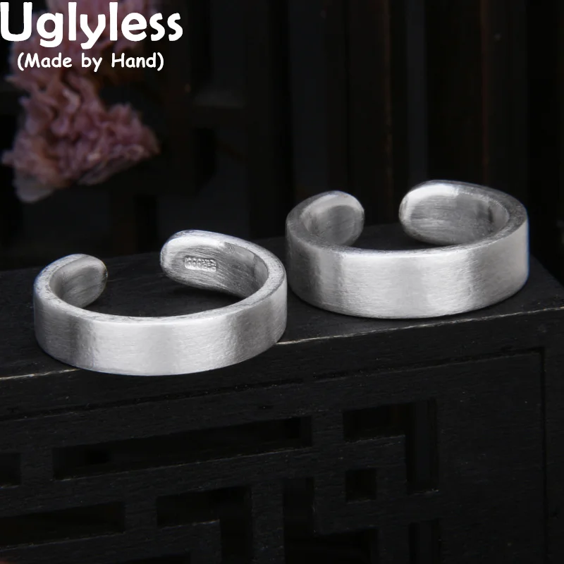 Uglyless Real S 990 От тънки сребърни Унисекс Гланц пръстен на пръста Мъжки Пръстен ръчно изработени Дамски Прости Модни Корейски украса За любителите на бижута