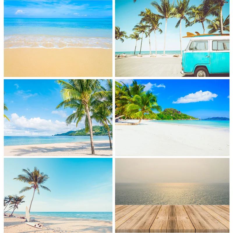 ZHISUXI Summer Тропически Палми, Морски плаж, Фотофон, Живописен фон за една фотосесия, фотографско студио, за фотосесии 21414XHF-04