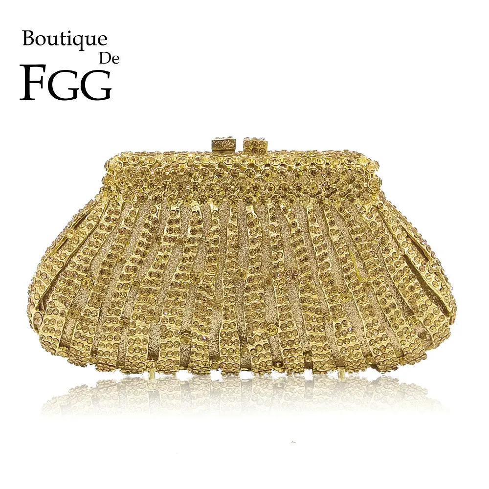 Бутиков хотел De FGG Socialite, отворена чанта за сватбеното парти със златни диаманти, женски кристална клатч, вечерна чанта Minaudiere