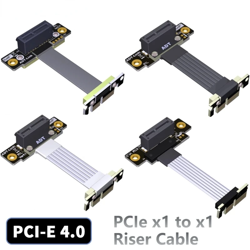 Двойна 90-Градусов Правоъгълен Удължител PCIe 4.0 x1-x1 R11 K11 16 gbps Спецификацията за PCI Express 1x Странично Card Ribbon Удължител
