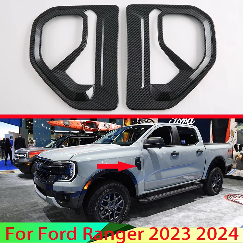 За Ford Ranger 2023 2024 автоаксесоари Пиано Черен Икона с вентиляционным отвор за въздушния поток в стил от въглеродни влакна на обшивке крило