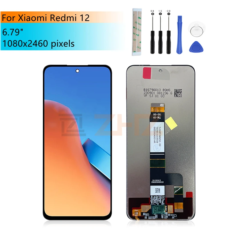 За Xiaomi Redmi 12 LCD дисплей с цифров преобразувател в събирането на рамка За подмяна на резервни части, дисплей Redmi 12 6,79