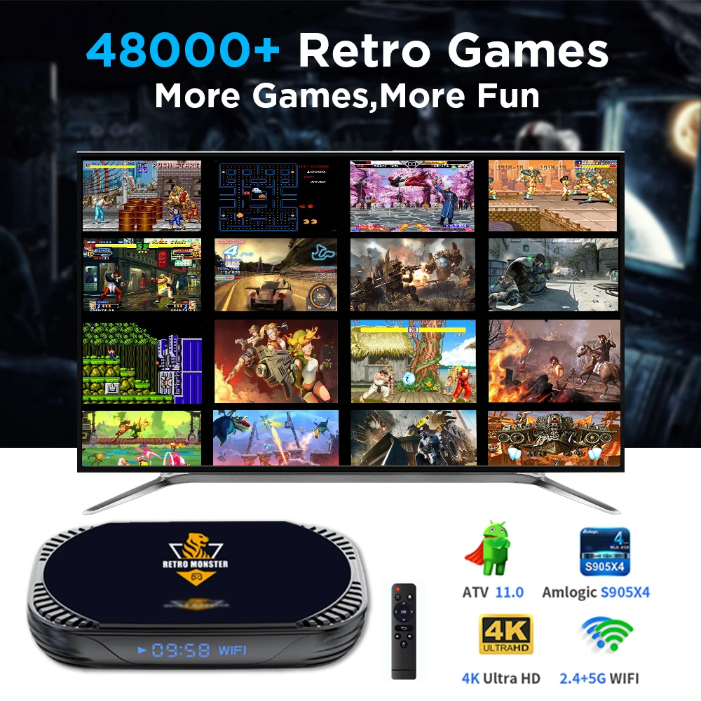 Игрални конзоли Amlogic S905X4 в ретро стил, за Sega Saturn/PS1/ PSP/ N64/ DC/ MAME С 48000+ игри, кутия за игри с 70+ Эмуляторами