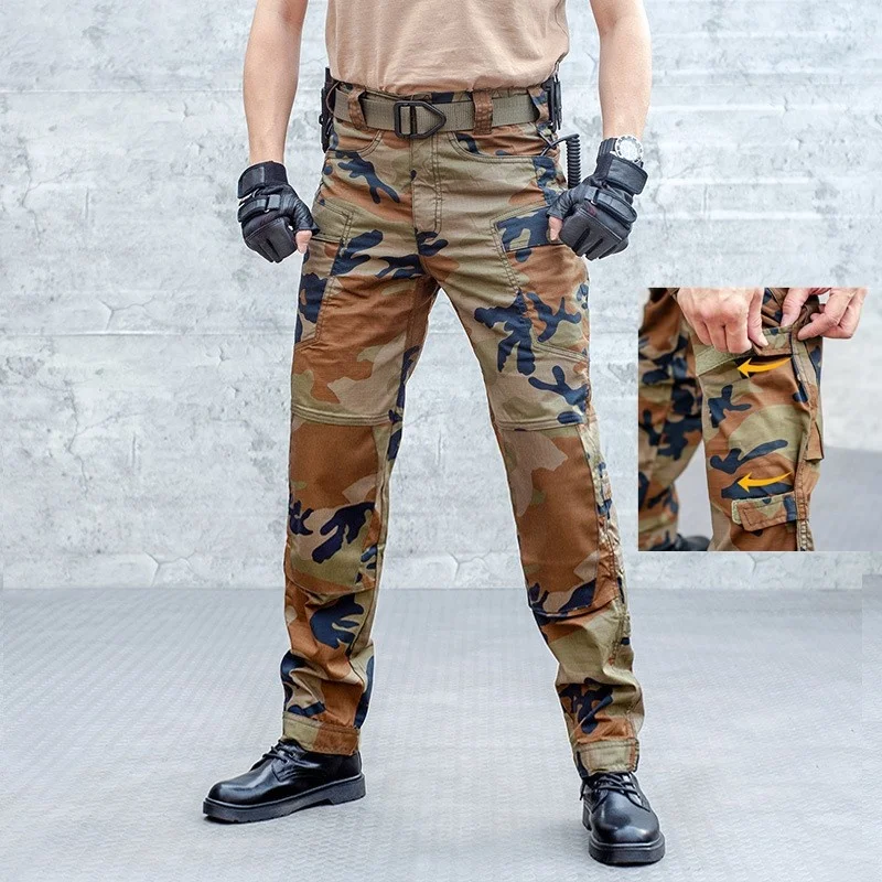 Камуфляжные тактически панталони Мъжки Демисезонные Туристически спортни военни панталони-карго с множество джобове, тела