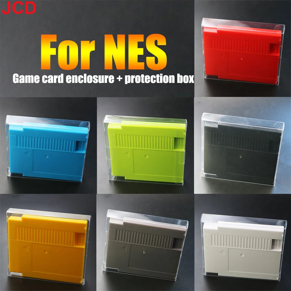 Корпус игра на карти JCD с 72 контакти, разменени корпус на играта касета за NES, пластмасов корпус с 3 винта + прозрачна защитна кутия