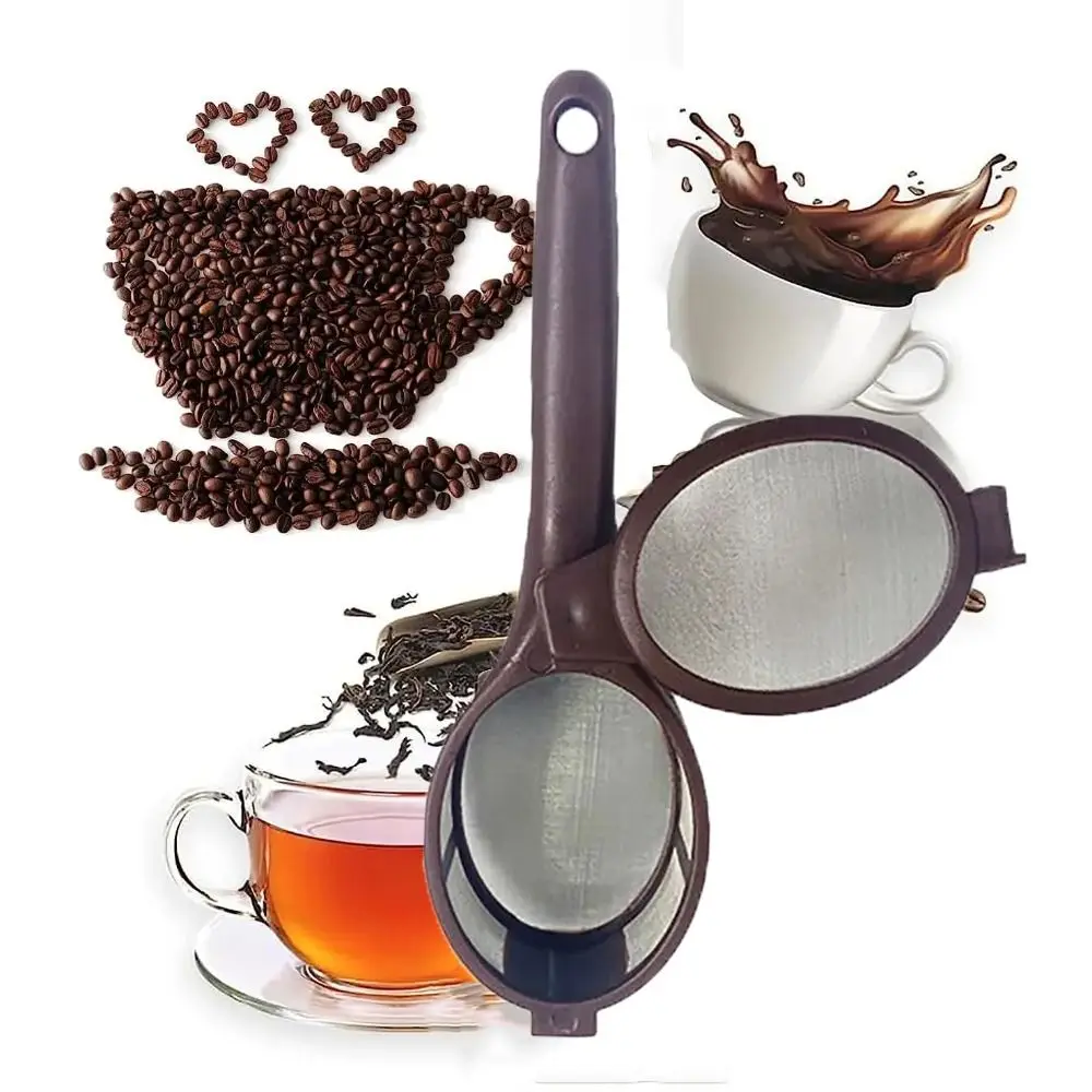 Лъжица-филтър за кафе на капсули с фина мрежа, потребителска подложка, удобен чайника, многократна употреба цедка за кафе