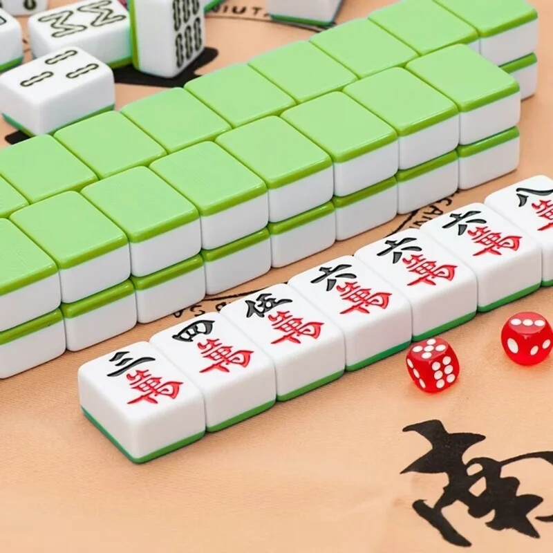 Мини-игра Mahjong Преносима Переноска 144 Лист Класически китайски Маджонг Традиционното Китайското Доминото е игра на Дъска за вашето семейно парти