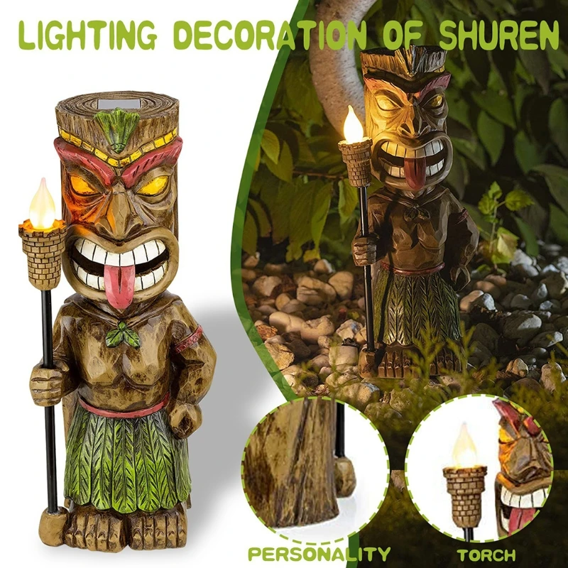 Многоцветен декоративна лампа с тотем на маите, сладък екзотичен хавайски лампа Luau за украса на басейна, вътрешен двор и градина у дома