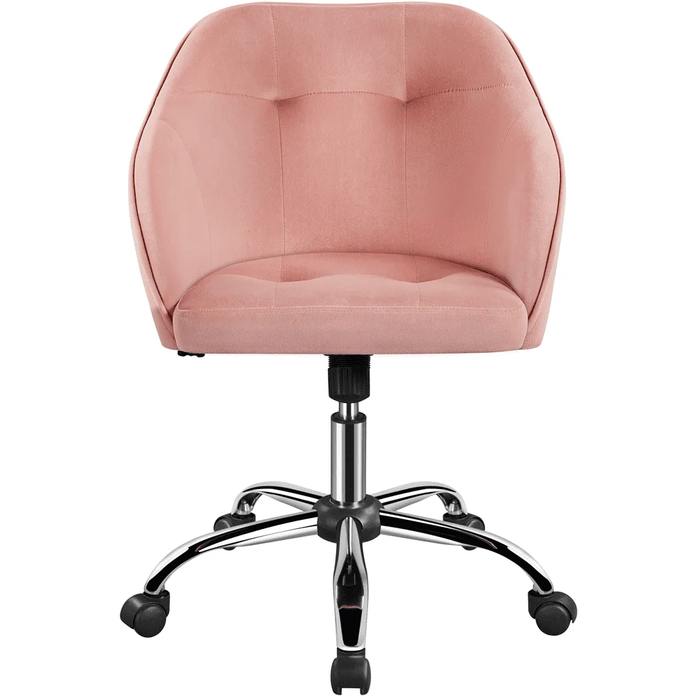 Модерна офис стол с регулируема завъртане от кадифе, розово