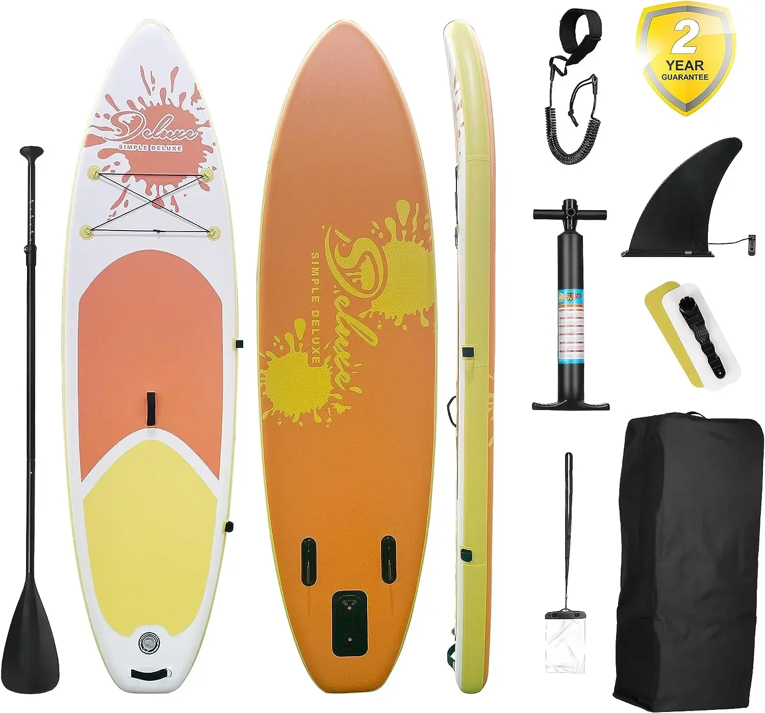 Надуваема Дъска за сърф Stand Up Paddle Board Surf Control – Оранжеви Дъски за Сърф за Възрастни и младежи, Надуваема Дъска за Гребане Stand-Up