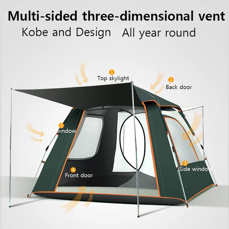 Палатка Sonuto 4 Seasons на открито, напълно автоматична, быстрораскрывающаяся, за къмпинг, Непромокаемая, Сребристо Слънцезащитен крем за къмпинг на няколко души, четири-пияница