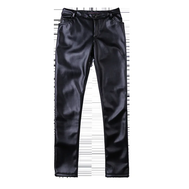 Панталони от изкуствена кожа, мъжки мотоциклетът яке плюс кадифе за запазване на топлината, тънки и ветроупорен панталон motociclista calça masculina