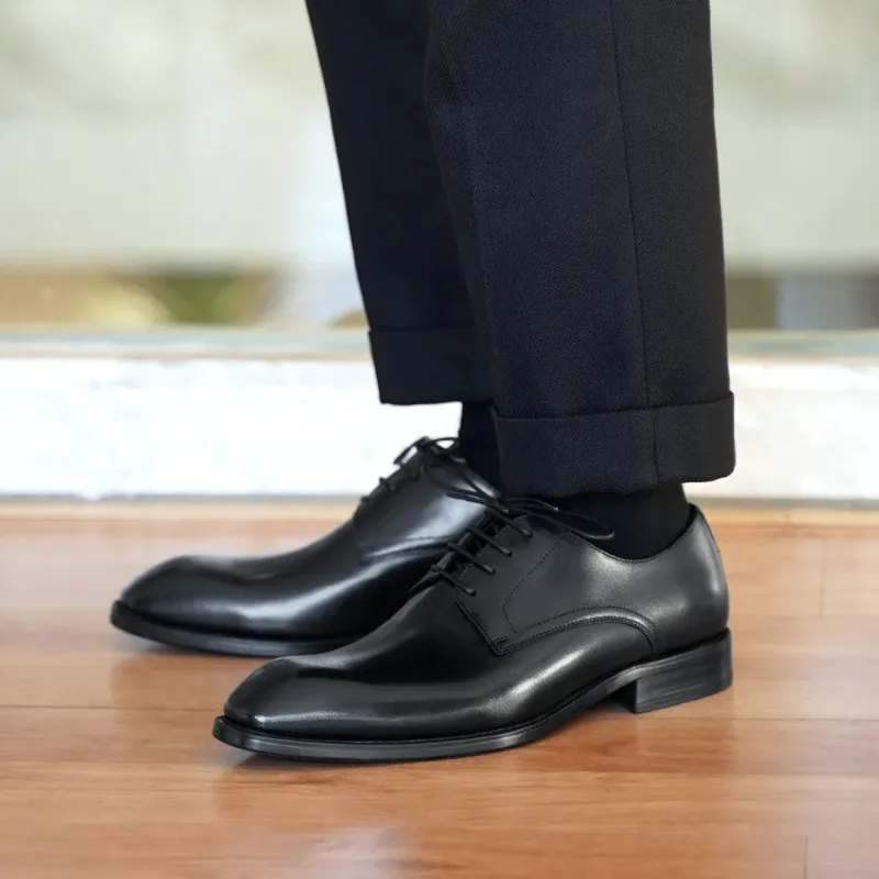 По-големи размери, Мъжки Черни Кожени Обувки-Oxfords дантела, Обувки за Сватба, Офис Мъжки Бизнес Обувки с Голям Размер, Ежедневни Кожени обувки с Мека подметка