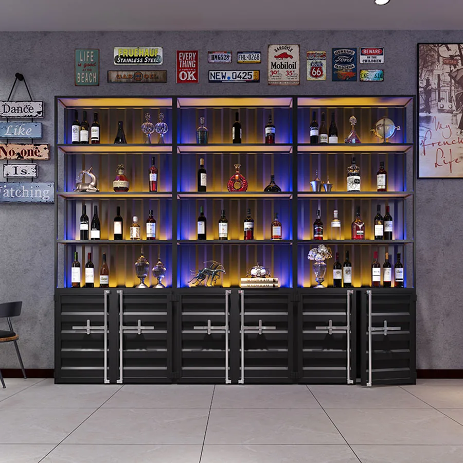 Промишлен Винен шкаф, Вертикален рафт за съхранение на напитки, Художествена стелаж за алкохол, Сватбен Вино Рафтове от ръчно изработени Мебели за винен бар Cube Cantina