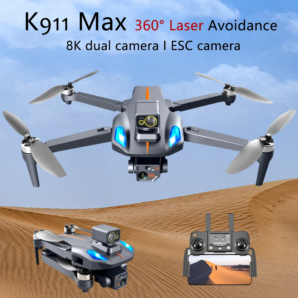 Радиоуправляеми безпилотни самолети, K911 MAX GPS 8K Професионална антена, двойна HD-камера, 360 °, Бесщеточный двигател за заобикаляне на препятствия, Сгъваема квадрокоптер EIS