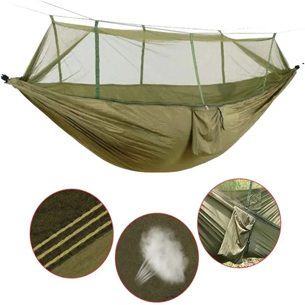 С комарите мрежа, походный хамак за 2 души, найлонови люлка за къмпинг със защита от преобръщане, окачени на колани за хамак, люлеещ се стол на открито