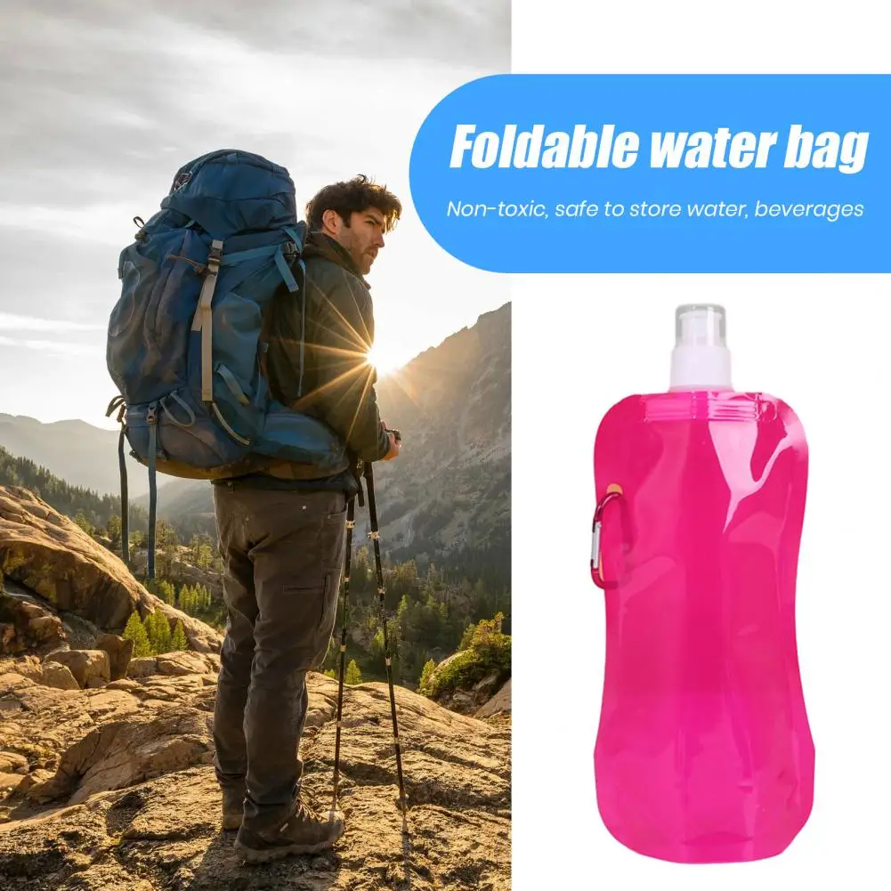 Сгъваема бутилка за вода 480 мл за многократна употреба торбичка за вода, която не съдържа BPA, за туризъм, къмпинг, пътуване, сгъваема чанта за вода, Преносима бутилка за пиене