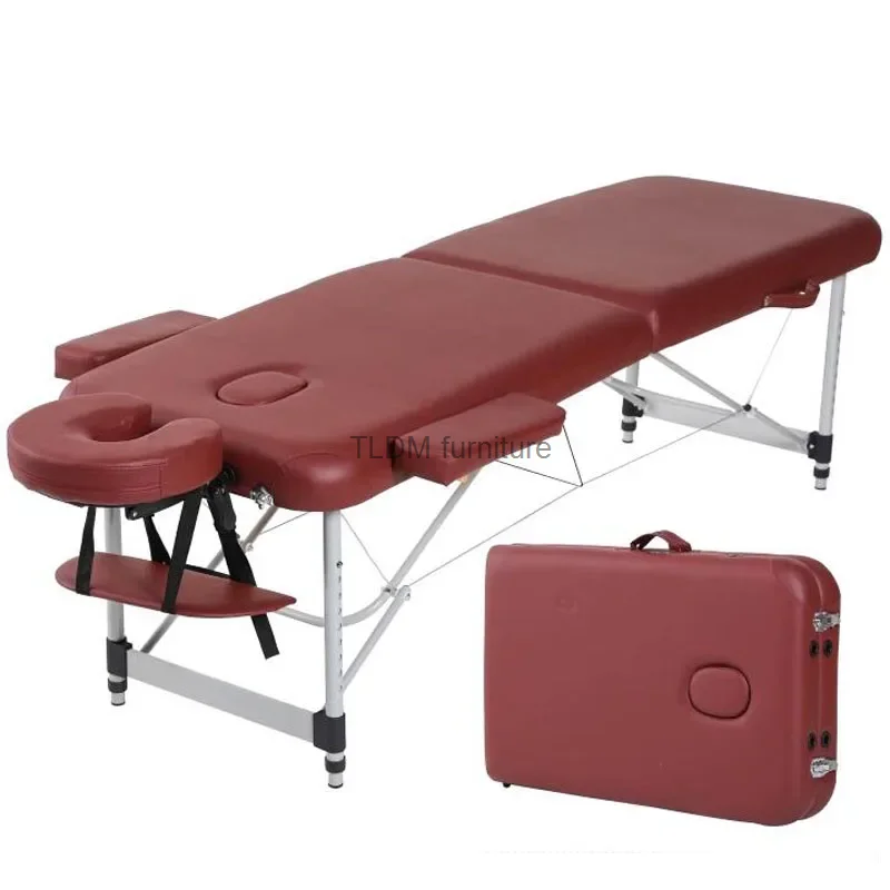 Сгъваема масажна легло от алуминиева сплав 185 * 60 см, с калъф за носене Масажни маси за спа-салон за красота, Обзавеждане за салон с регулируема височина