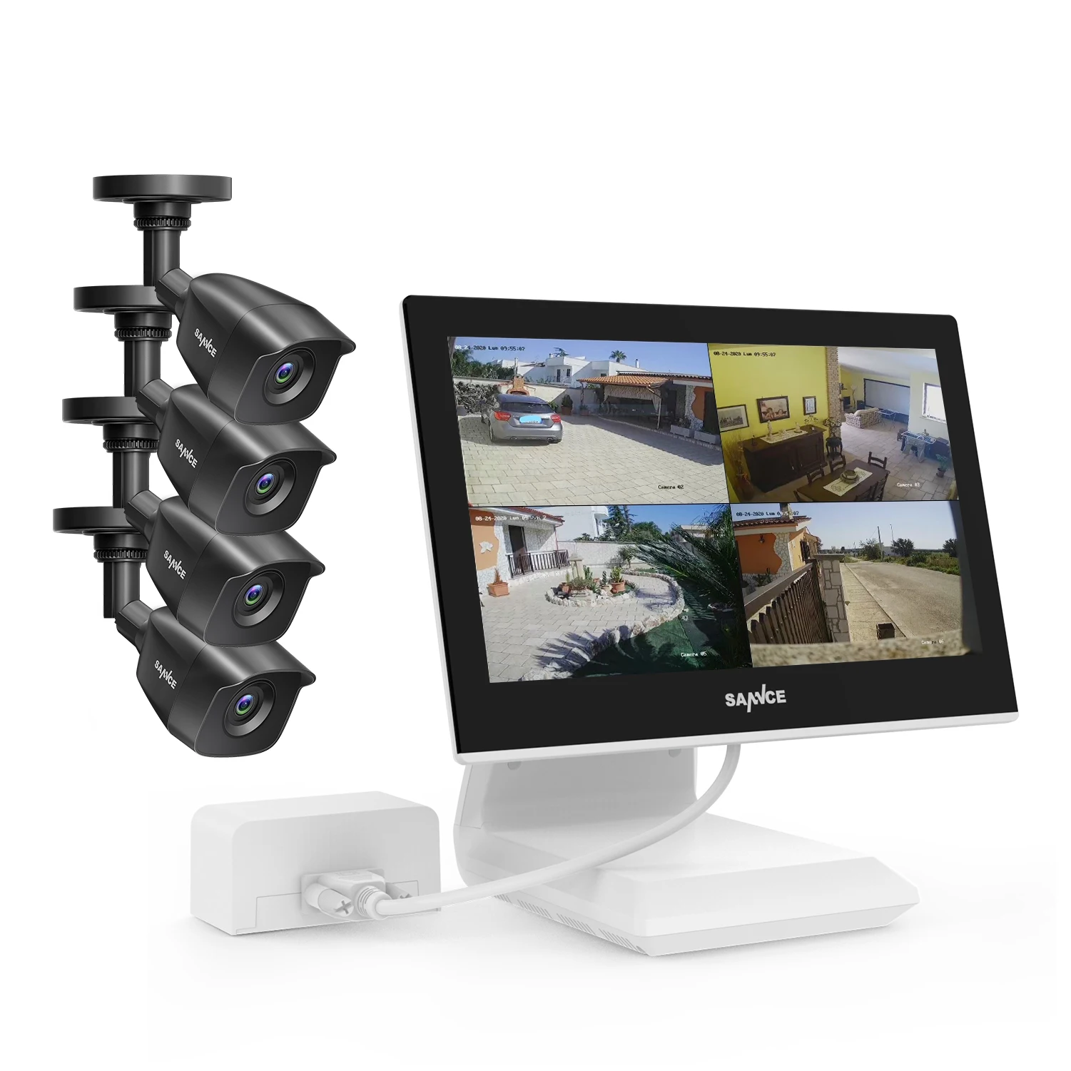 Система за видеонаблюдение SANNCE 1080P 4CH 5в1 DVR с вграден 10.1-инчов LCD дисплей и 2-мегапикселова Камери, Външни cctv HD IP66