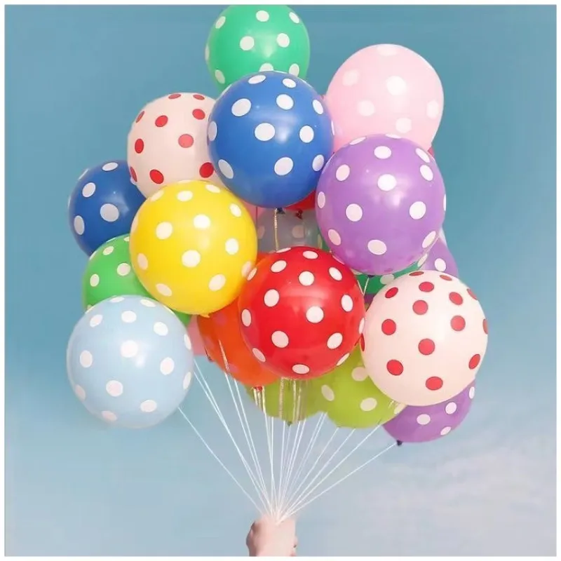 Цветен печат на балони с дебелина 12 см, точков въздушен балон, латексный точков въздушен балон, сватбена украса